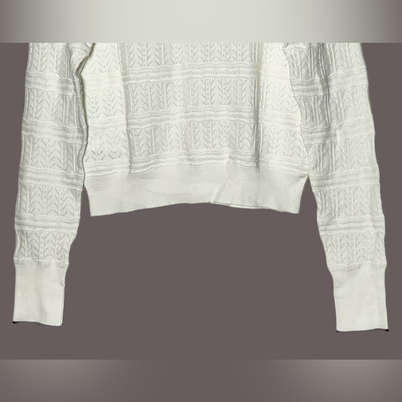 NWT Madewell Pointelle-Stitch Cardigan in Ivory, Black Trim & Split Cuffs, M & L - Picture 11 of 14